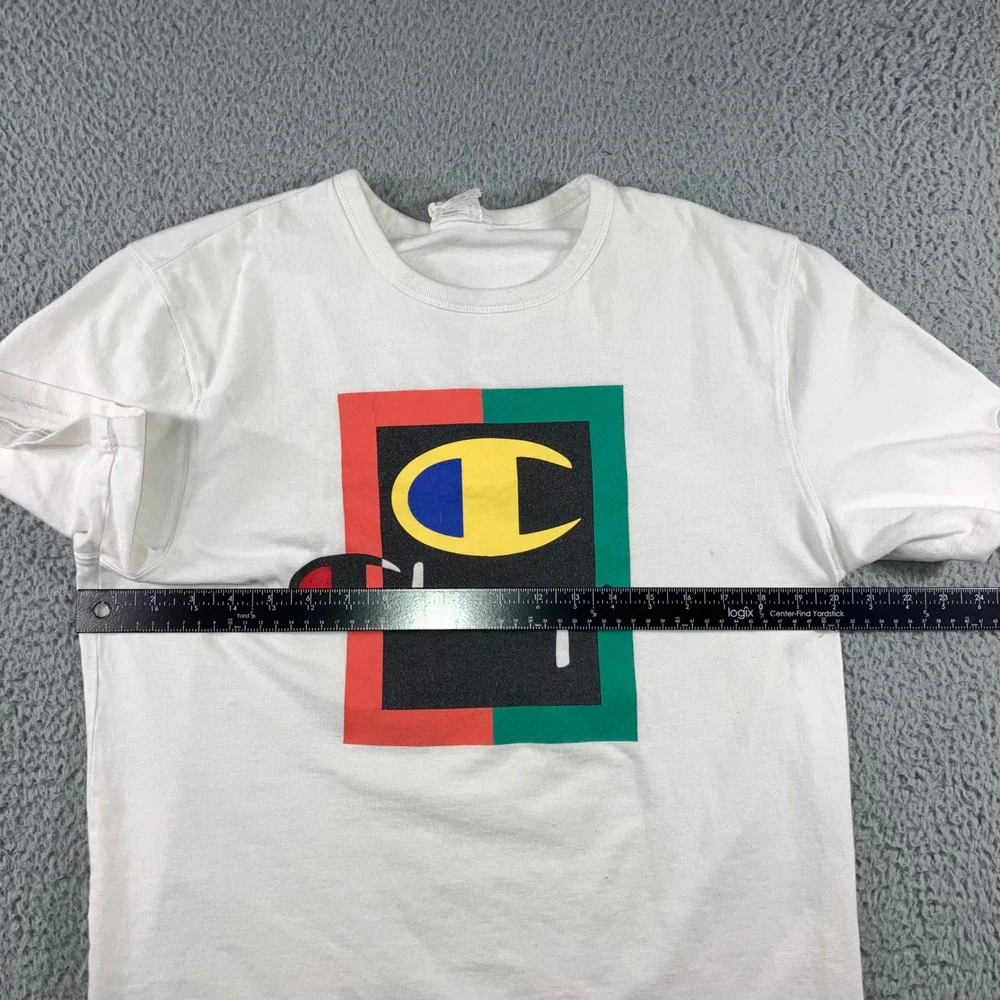 Vintage Champion Graphic T Shirt Men L Colorblock Logo 90s‎ Retro Y2K Streetwear